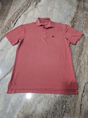 Peter Millar Summer Comfort Polo Men’s Small Salmon Performance Shirt Oak Leaf